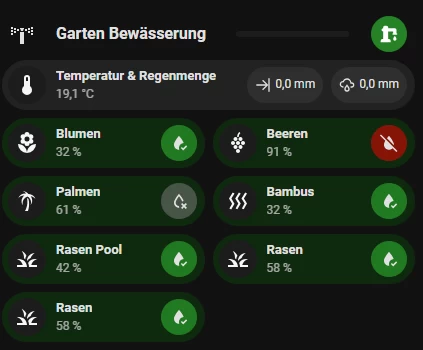 Smarte Gartenbewässerung mit Home Assistant: Status Bereich